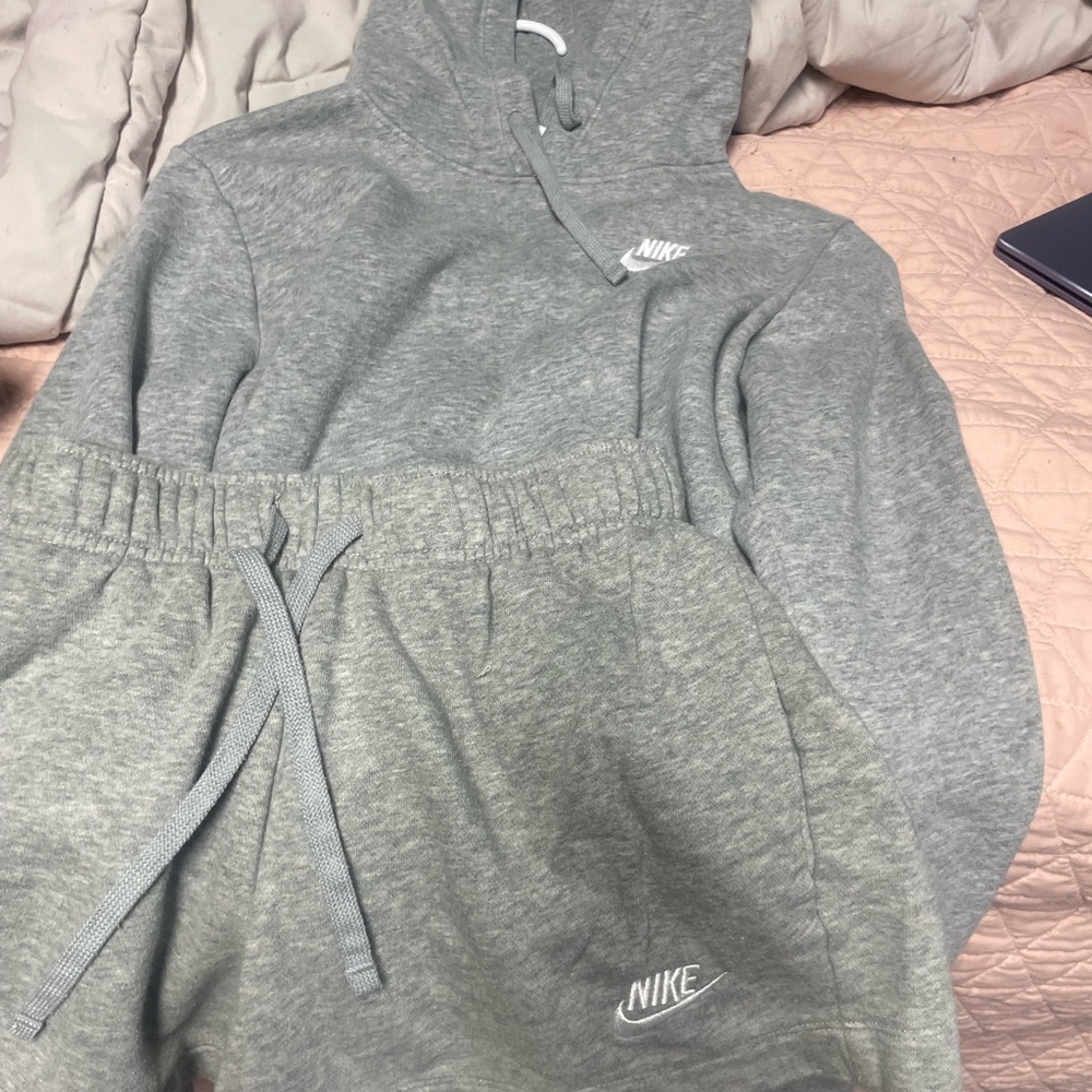 Nike Kids Gray Hoodie and Shorts Set